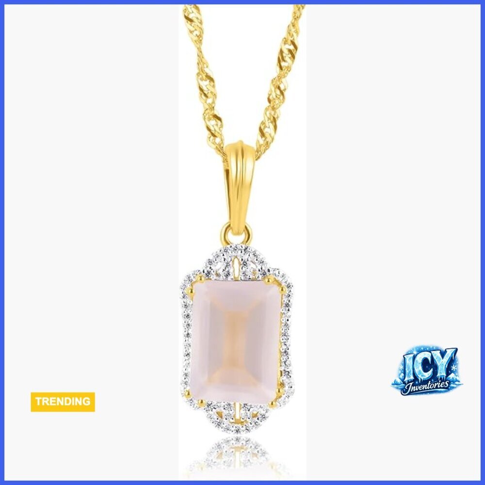 Gold Plated Sterling Silver Pendant Necklace with Rose Quartz